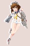  1girl binoculars brown_eyes brown_hair hair_ornament kantai_collection one_eye_closed short_hair smile turret yokoshima_(euphoria) yukikaze_(kantai_collection) 