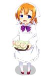  apron bandana blue_eyes blush dress food happy kousaka_honoka love_live!_school_idol_project orange_hair short_hair side_ponytail 