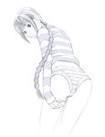  1girl long_hair monochrome original panties sketch solo traditional_media underwear yoshitomi_akihito 
