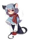  1girl adapted_costume animal_ears blush capelet colored gloves grey_hair heart highres kozakura_(dictionary) long_sleeves looking_at_viewer mouse_ears mouse_tail nazrin red_eyes scarf shirt short_hair simple_background sketch skirt skirt_set solo tail text touhou trembling vest wavy_mouth white_background winter_clothes 