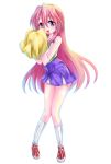  1girl cheerleader highres long_hair lucky_star no_glasses pink_hair pom_poms sandorokku takara_miyuki violet_eyes 