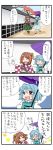  &gt;_&lt; 0_0 2girls 4koma ahoge blue_hair brown_eyes brown_hair comic commentary crying dress hair_bobbles hair_ornament heterochromia juliet_sleeves karakasa_obake long_sleeves motoori_kosuzu multiple_girls open_mouth puffy_sleeves red_eyes star sweatdrop tatara_kogasa tears tongue tongue_out touhou translated tree two-tone_background umbrella vest wall wide_sleeves yuzuna99 