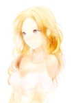  1girl bare_shoulders blonde_hair blue_eyes breasts bust cleavage long_hair lp_(hamasa00) original simple_background solo white_background 