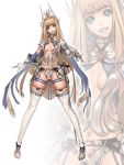  1girl armor blonde_hair blue_eyes breasts gloves long_hair original remana smile solo sword weapon 