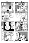  4koma 5girls book comic hoodie monochrome multiple_girls necktie open_mouth original page_number pageratta translated twintails 