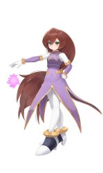  1girl absurdres adapted_costume alternate_costume android bodystocking breasts brown_hair commission commissioner_upload eyelashes fauron714 full_body gauntlets gloves green_eyes hair_between_eyes high_heels highres iris_(mega_man) long_bangs long_hair long_skirt low-tied_long_hair medium_breasts mega_man_(series) mega_man_x4 mega_man_x_(series) mega_man_zero_(series) non-web_source ponytail skirt solo transparent_background white_gloves 