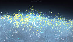  crescent_moon flower huhv. moon night no_humans original outdoors plant yellow_flower 