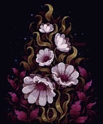  artist_name evsailey flower flower_focus highres no_humans original pixel_art plant plant_focus purple_flower 