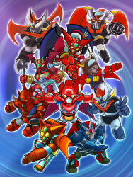  1girl absurdres arm_blade arm_slave_(mecha) armor axe blue_armor breasts brown_hair cape commentary_request crossover flying game_console gattai getter-1 getter_dragon getter_robo getter_robo_(classic) getter_robo_arc getter_robo_g glass_cockpit great_mazinger great_mazinger_(robot) head_spikes highres hirudoido holding holding_axe holding_weapon horns jetpack large_breasts long_hair looking_at_viewer mazinger_(series) mazinger_z mazinger_z_(mecha) mecha mecha_focus metal_hair multicolored_armor neo_getter-1 no_humans pilder red_armor red_cape retro_artstyle robot robot_girl science_fiction shin_getter-1 shin_getter_robo shin_getter_robo_vs_neo_getter_robo shin_mazinger_shougeki!_z-hen spikes srw_cover super_famicom super_robot super_robot_wars tomahawk venus_a weapon wings yellow_armor yellow_eyes 