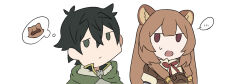 ... 1boy 1girl animal_ear_fluff animal_ears armor black_hair blunt_bangs breastplate brown_armor brown_hair cloak closed_mouth collared_dress collared_shirt commentary_request deformed double-parted_bangs dress fur-trimmed_hood fur_trim green_cloak green_eyes grey_armor high_collar hood hood_down hooded_cloak leather_armor long_hair looking_at_another looking_to_the_side messy_hair metal_hair_tubes neck_ribbon nimi_(vjej7357) open_mouth pauldrons raccoon_ears raccoon_girl raph-chan red_eyes red_ribbon ribbon shirt short_hair shoulder_armor simple_background single_pauldron speech_bubble straight_hair sweatdrop tate_no_yuusha_no_nariagari thought_bubble white_background white_dress 