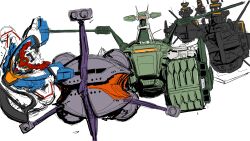  absurdres commentary_request elmeth gquuuuuux gundam gundam_gquuuuuux highres mecha mecha_focus mobile_armor mobile_suit no_humans robot rx782_2202 salamis_class sketch sodon_(gquuuuuux) spacecraft vehicle_focus white_background window 