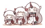  &gt;_&lt; 0_0 3girls :3 airfield_hime blush_stickers c: chibi claws dress horn horns kantai_collection multiple_girls northern_ocean_hime nuu_(nu-nyu) seaport_hime shinkaisei-kan smile white_dress white_hair |_| 