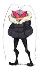  1girl alex_ahad antennae black_torch fallout_(black_torch) fur_collar hands_in_pockets kamina_shades purple_hair short_hair solo winter_clothes winter_coat 