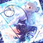  1girl animal_ears basket capelet grey_hair light_particles mouse mouse_ears mouse_tail nazrin red_eyes shio_(shia-ushio) short_hair skirt solo tail touhou 