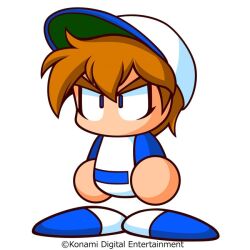  1boy artist_request baseball_cap baseball_uniform blue_eyes blue_hat blue_shirt blue_shoes brown_hair copyright_notice hat ikari_mamoru jikkyou_powerful_pro_yakyuu jikkyou_powerful_pro_yakyuu_(style) multicolored_hat multicolored_shirt multicolored_shoes no_mouth official_art power_pro_kun_pocket power_pro_kun_pocket_1 power_pro_kun_pocket_r rayman_limbs second-party_source shirt shoes short_hair solo sportswear thick_eyebrows two-tone_shoes white_hat white_shirt white_shoes 