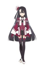  1girl black_boots black_hair blunt_bangs blunt_ends boots closed_mouth dress flower full_body gloves grey_eyes hair_flower hair_ornament koori_chikage long_hair long_sleeves looking_at_viewer magical_girl official_art one_side_up red_dress red_gloves second-party_source simple_background solo spider_lily standing tachi-e thigh_boots transparent_background yuuki_yuuna_wa_yuusha_de_aru yuusha_de_aru 