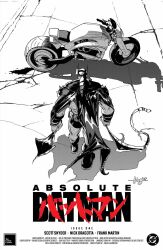  1boy absolute_batman absolute_dc akira_(manga) akira_movie_poster back_spikes bat_mask batman batman_(absolute_dc) comic_cover cowl dc_comics highres javierfdezart male_focus motor_vehicle motorcycle muscular muscular_male poster_parody solo superhero_costume taut_bodysuit 