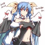  1girl blue_hair breasts dated dizzy guilty_gear long_hair red_eyes simple_background smile solo white_background whitesesame wings 