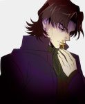  1boy brown_eyes brown_hair cross cross_necklace fate/stay_night fate_(series) holding_cross jewelry kotomine_kirei necklace sirou69 solo 