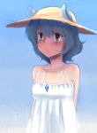  1girl alternate_costume animal_ears capelet dress grey_hair hat highres jewelry mouse_ears nazrin short_hair solo straw_hat sundress tenyunkel touhou 