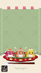  animal_focus character_name chopsticks commentary_request fish food food_on_head highres mega_pokemon mega_tatsugiri meme_(sleepsheep) no_humans object_on_head plate pokemon pokemon_(creature) pokemon_focus rice roe sparkle sushi tatsugiri tatsugiri_(curly) tatsugiri_(droopy) tatsugiri_(stretchy) 