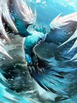  bird blizzard feathered_wings genzoman glowing glowing_eyes ice no_humans official_art phoenix signature solforge talons wings 