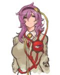  1girl alternate_breast_size alternate_hair_length alternate_hairstyle breasts bust eyeball hairband heart highres komeiji_satori large_breasts long_hair nameo_(judgemasterkou) purple_hair smile solo third_eye touhou violet_eyes 