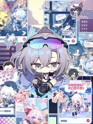  !? >_o absurdres animal_ears ashveil_(honkai:_star_rail) bag bandaged_chest bandages bare_shoulders beads black_gloves black_hair black_hat black_skirt blade_(elation)_(honkai:_star_rail) blade_(honkai:_star_rail) blush_stickers bow bracelet braid brown_hair butterfly_in_eye cellphone character_doll character_figure chibi chinese_commentary choker closed_eyes commentary_request cup diamond_(shape) doll drill_hair earrings emoji evanescia_(honkai:_star_rail) eyewear_on_head faceless faceless_female faceless_male facial_mark facing_viewer feathers fedora fingerless_gloves flower food food_in_mouth frilled_sleeves frills glasses gloves goggles gradient_hair grey_eyes grey_hair hair_between_eyes hair_bow hair_flower hair_intakes hair_ornament hair_over_one_eye hand_up hat hat_bow hat_ornament heart heart_facial_mark highres holding holding_bag holding_figure holding_microphone_stand holding_phone holding_sign honkai:_star_rail honkai_(series) indoors jacket jewelry jitome kackaorz1 leaf long_hair looking_at_another looking_at_viewer male_focus microphone microphone_stand multicolored_hair music necklace nihilux_(honkai:_star_rail) off_shoulder official_art one_eye_closed open_clothes open_jacket orange_eyes peacock_feathers_hair_ornament phone pink_eyes pink_hair plastic_bag pointing ponytail poster_(object) rabbit_ears red_bow red_eyes red_gloves red_jacket red_scarf ring running scarf shirt shop sign silver_wolf_(elation)_(honkai:_star_rail) silver_wolf_(honkai:_star_rail) singing single_earring single_glove skirt snapping_fingers solo sparkle sparkle_(honkai:_star_rail) sparxie_(honkai:_star_rail) stairs steamed_bun streaked_hair sunglasses sweatdrop tassel text_messaging tinted_eyewear translation_request twintails v very_long_hair violet_eyes white_bow white_flower white_hair white_shirt wide_sleeves window wings yao_guang_(honkai:_star_rail) 