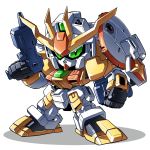  beam_rifle chibi energy_gun gundam gundam_build_fighters gundam_build_fighters_try kouchi_(kouichi-129) mecha no_humans shield simple_background solo standing white_background winning_gundam 