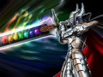  armor cape duel_monster gem-knight_master_diamond glitter jewelry omega_na_hito solo sword weapon yuu-gi-ou 