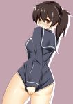 1girl aria_(okuda08808008) ass back breasts brown_eyes brown_hair highres kaga_(kantai_collection) kantai_collection long_hair sailor_dress side_ponytail solo z1_leberecht_maass_(kantai_collection)_(cosplay)