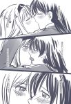  bai_lao_shu comic hairband highres kantai_collection kiss long_hair monochrome multiple_girls nagato_(kantai_collection) shoukaku_(kantai_collection) translation_request yuri 