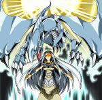  1girl blue-eyes_white_dragon braid closed_eyes dragon duel_monster light_rays maiden_with_eyes_of_blue materializing omega_na_hito silver_hair yuu-gi-ou 