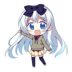  1girl blue_eyes borrowed_character chibi kiyu_(kiyupapiko) long_hair original solo thigh-highs white_hair 