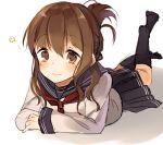  brown_eyes brown_hair folded_ponytail inazuma_(kantai_collection) kantai_collection long_hair school_uniform smile yuzumochi 