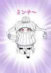  1girl atoshi kantai_collection long_hair meme northern_ocean_hime open-chest_sweater oversized_clothes red_eyes ribbed_sweater shinkaisei-kan solo sweater translated white_hair 