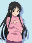  1girl akiyama_mio black_eyes black_hair chf k-on! long_hair official_style open-chest_sweater ribbed_sweater sweater turtleneck 