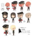  4girls bangs blonde_hair blunt_bangs cape chibi faux_figurine figure grey_hair highres hms_conqueror_(siirakannu) hms_monarch_(siirakannu) hms_orion_(siirakannu) hms_thunderer_(siirakannu) kantai_collection long_hair long_sleeves military military_uniform multiple_girls nendoroid original pantyhose personification red_eyes redhead royal_navy short_hair siirakannu smile thigh-highs uniform 