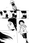  1boy 1girl blush comic hyuuga_hinata long_hair monochrome naruto running short_hair silent_comic uzumaki_naruto wasabi_(legemd) 