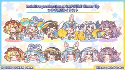  >_o ;) ;d animal_ear_fluff animal_ears black-framed_eyewear black_hair black_jacket blonde_hair blue_eyes blue_hair blue_hoodie brown_pantyhose chibi closed_mouth colored_shadow commentary_request drawstring dress eyewear_on_headwear fur-trimmed_dress fur_trim gawr_gura gawr_gura_(1st_costume) grey_hair highres holding holding_megaphone hololive hololive_english hololive_indonesia hood hood_down hoodie jacket kaela_kovalskia kaela_kovalskia_(1st_costume) kobo_kanaeru kobo_kanaeru_(1st_costume) koseki_bijou koseki_bijou_(1st_costume) long_hair megaphone mitarashi_neko multicolored_hair one_eye_closed oozora_subaru oozora_subaru_(1st_costume) open_clothes open_jacket orange_eyes pantyhose pom_pom_(cheerleading) rabbit-shaped_pupils rabbit_ears red-tinted_eyewear red_eyes shadow sharp_teeth shirt smile star_(symbol) striped_clothes striped_shirt sunglasses symbol-shaped_pupils teeth tinted_eyewear two-tone_hair usada_pekora usada_pekora_(1st_costume) vertical-striped_clothes vertical-striped_shirt very_long_hair violet_eyes virtual_youtuber visor_cap whistle white_background white_dress white_hair 