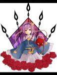  1girl asagiri_(kiriereison_14) eyeball flower hairband half-closed_eyes heart komeiji_satori letterboxed pink_hair red_eyes red_rose rose short_hair sleeves_past_wrists solo string third_eye touhou wide_sleeves 