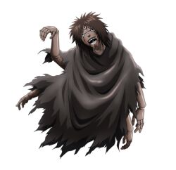  arm_at_side arm_up black_cloak black_eyes brown_hair cloak doll_joints extra_arms extra_eyes joints karasu_(naruto) medium_hair mouth_cannon naruto_(classic) naruto_(series) no_humans official_art open_mouth puppet sharp_teeth simple_background solo teeth transparent_background 