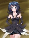  bike_shorts black_hair blue_eyes blush dirty dress elbow_gloves gloves happinesscharge_precure! highres lying mameshiba on_back precure queen_mirage spoilers tears torn_clothes 