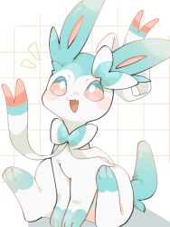  alternate_color aqua_eyes blush blush_stickers commentary_request fang highres hp7car7nxrq5s7q looking_up multicolored_eyes no_humans open_mouth pink_eyes pokemon pokemon_(creature) pokemon_focus shadow shiny_pokemon sitting smile sylveon two-tone_eyes white_background 