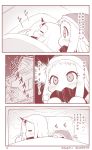  2girls blush claws comic covered_mouth futon horn horns house kantai_collection lying monochrome multiple_girls northern_ocean_hime pillow seaport_hime shinkaisei-kan translated trembling yamato_nadeshiko 
