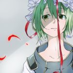  1girl green_eyes green_hair hat ribbon shiki_eiki short_hair skirt solo tojo_(strit2p) touhou 