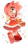  1girl amy_rose basket boots bracelet dress hairband hanybe jewelry no_humans solo sonic_the_hedgehog 
