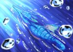  bubble kingdra no_humans pokemon speed_lines swimming t.a.c.k. tail underwater 