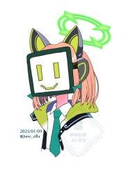  absurdres animal_ears blonde_hair blue_archive commentary_request cosplay fake_animal_ears halo highres midori_(blue_archive) osanai_mujika tennoji_rina tennoji_rina_(cosplay) 