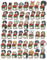  6+boys 6+girls :d absurdres afro aioi_yuuko animal_on_head annaka_haruna arawi_keiichi balding beret black_cat black_eyes black_hair black_jacket black_vest blonde_hair blue_eyes blue_hair blue_shirt blunt_bangs brown_eyes brown_hair cat character_request city_(arawi_keiichi) closed_eyes closed_mouth cropped_torso cube_hair_ornament daiku_kenzaburou facial_hair fecchan flower flower_pot flying_sweatdrops glasses green_hair green_shirt green_vest grey_hair grey_jacket grin hair_ornament hair_ribbon hairclip hat highres holding holding_flower_pot izumi_wako jacket jitome layered_sleeves long_hair long_sleeves minakami_mai mohawk multiple_boys multiple_girls mustache naganohara_mio nagumo_midori nakanojou_tsuyoshi nichijou niikura_(city) ogi_(nichijou) old old_man on_head opaque_glasses open_mouth parted_bangs pineapple_print pink_hair pink_shirt police police_hat ponytail principal_(nichijou) print_shirt professor_shinonome purple_shirt red_flower red_hat red_ribbon ribbon round_eyewear sakamoto_(nichijou) sakurai_izumi sakurai_makoto_(nichijou) sasahara_koujirou school_uniform sekiguchi_yuria semi-rimless_eyewear shinonome_nano shirt short_hair short_ponytail short_sleeves sidelocks simple_background smile sparkle squeans tachibana_mihoshi tachibana_misato tanaka_(nichijou) teardrop tears thick_eyebrows tokisadame_school_uniform twintails two_side_up under-rim_eyewear vest vice_principal_(nichijou) weboshii white_background white_hair white_shirt wide-eyed wide_sleeves winding_key yellow_shirt 